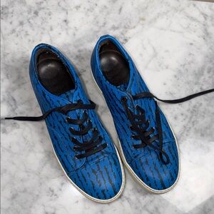 Lanvin Blue and Black Patterned Sneakers